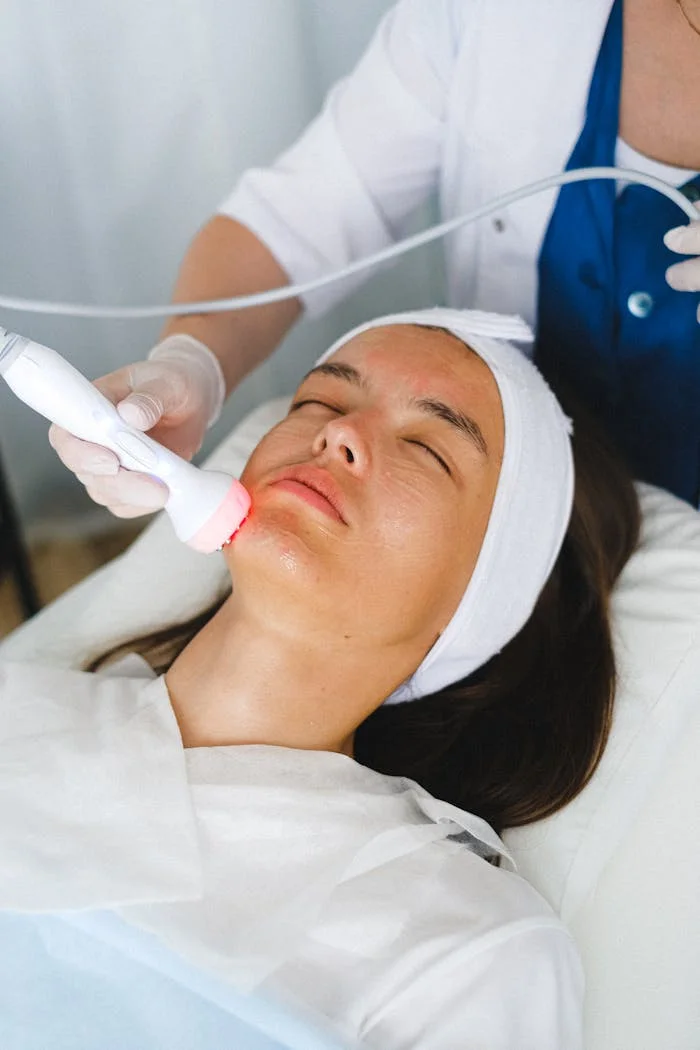 A relaxing facial treatment procedure in a modern spa clinic for skin rejuvenation and wellness.